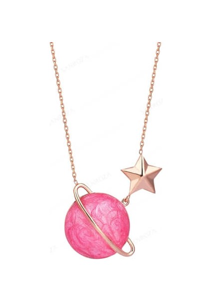 E5500 Satürn Mineli Gümüş Kolye