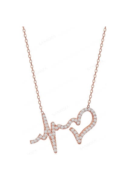 E5511 Kalp Ritmi Gümüş Kolye