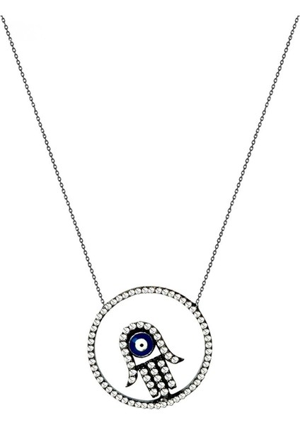 K343 Fatma Ana Eli Gümüş Kolye