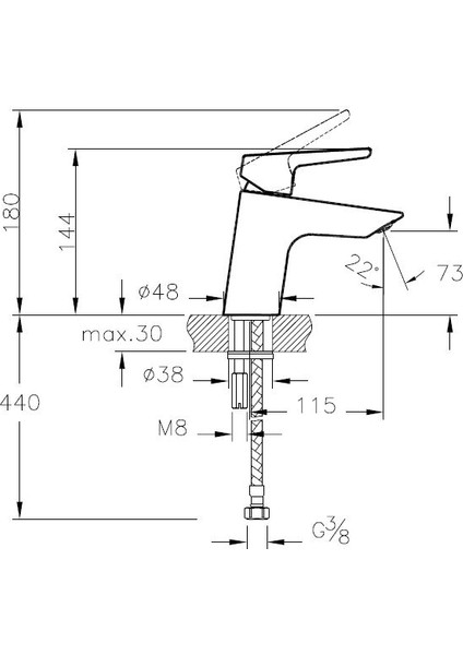 Marin S A42456 Lavabo Bataryası, Krom