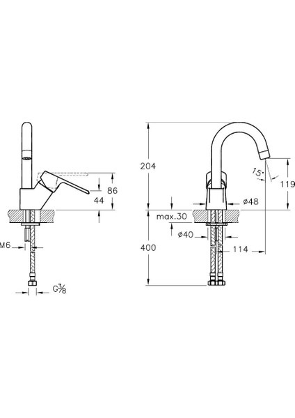 Marin S A42458 Döner Borulu Lavabo Bataryası, Krom