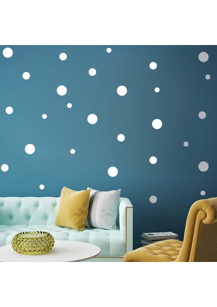108 Adet Beyaz Renk Puantiyeler Bebek ve Çocuk Odası Duvar Sticker