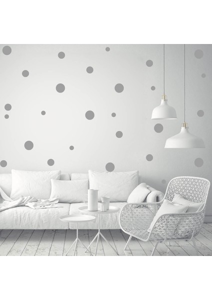 108 Adet Gümüş Renk Puantiyeler Bebek ve Çocuk Odası Duvar Sticker