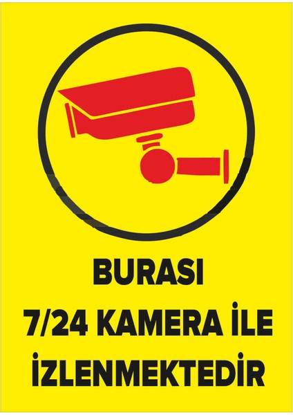 Burasi 7-24 Kamera İle İzlenmektedir Levhası (Sac Malzeme)
