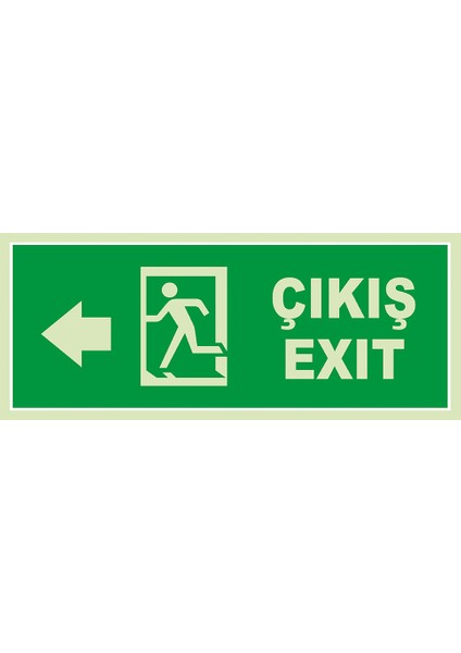 Çıkış Exit Sol Ok Lümen Folyo Levhası (Sac Malzeme)