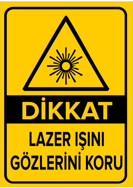 Dikkat Lazer Işını Gözlerini Koru Levhası (Sac Malzeme)