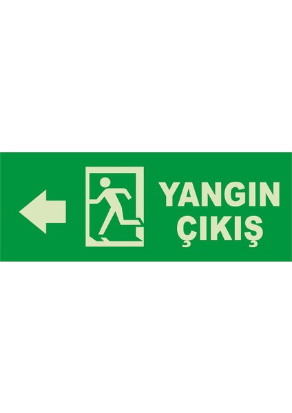 Yangın Çıkışı Sol Ok Lümen Folyo Levhası (Sac Malzeme)