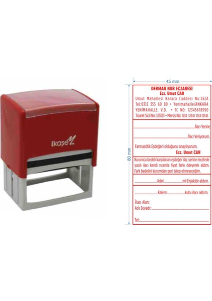 8045 Kişiye Özel Eczane Kaşesi
