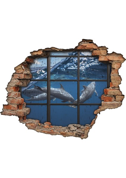 Yunus, Deniz Ve Kırık Cam 3D Görünümlü Duvar Sticker