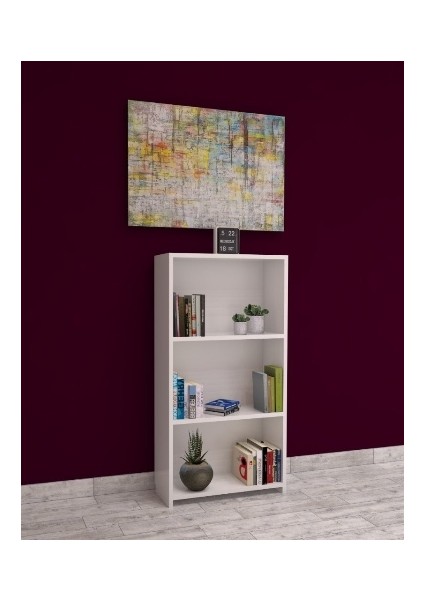 Balzac 3 Raflı Kitaplık Beyaz