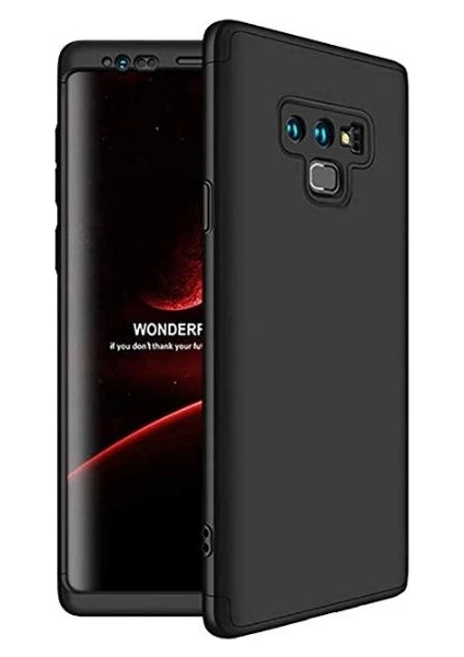 Case 4U Samsung Galaxy Note 9 Kılıf 3 Parçalı Tam Koruma Sert Mika Ays Kapak Siyah