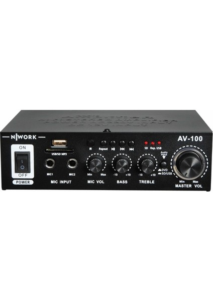 Av-100 Usb/Sd 2 X 20W 4-8 Ohm Amplifikatör