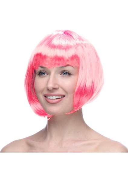 Pembe Renk Peruk Küt Saç