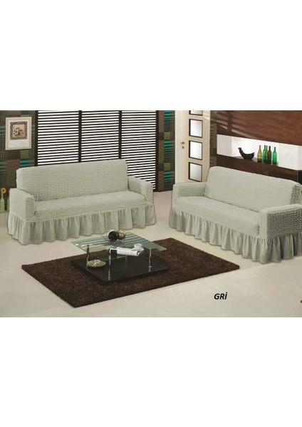 Koltuk Örtüsü Bürümcük Çekyat 3+3 Gri