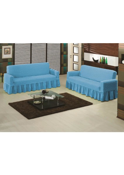 Koltuk Örtüsü Bürümcük Çekyat 3+3 Mavi