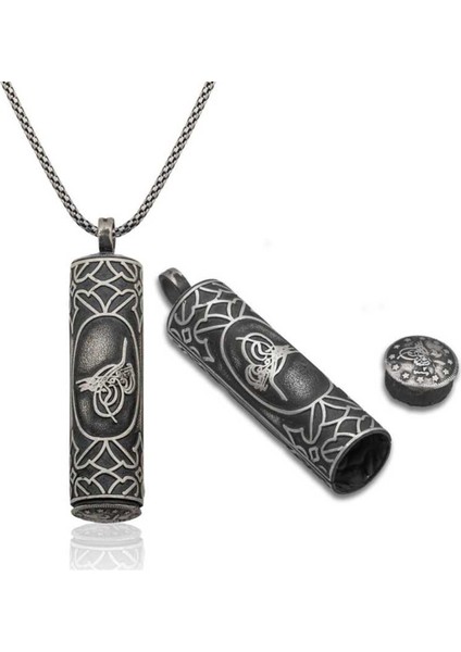 Gumush Gümüş İçi Açılabilen Tuğra Cevşen Kolye