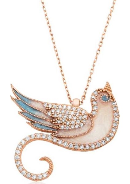 Gümüş Zümrüdü Anka Kuşu Kolye