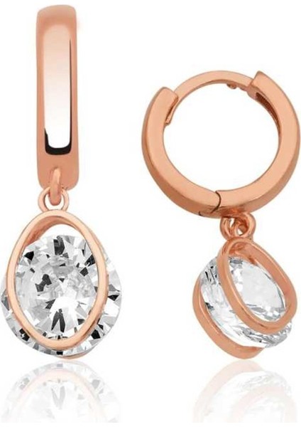 Gumush Gümüş Üç Boyutlu Oval Küpe