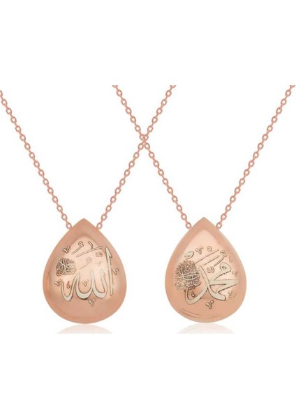 Gümüş Allah ve Muhammed Yazılı Kolye
