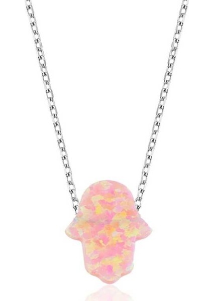 Gumush Gümüş Pembe Opal Fatma’nın Eli Kolye