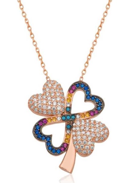 Gumush Gümüş Dört Yapraklı Yonca Kolye