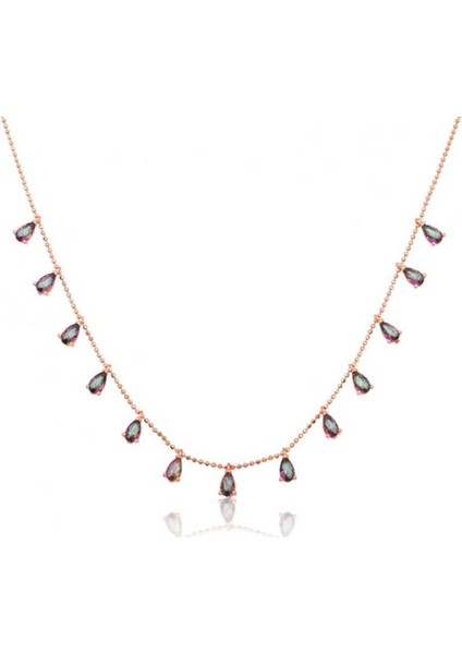 Gumush Gümüş Mistik Topaz Damla Kolye