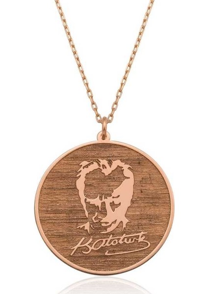 Gümüş Kemal Atatürk İmzası ve Silüeti Kolye