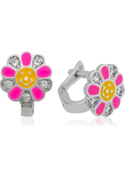 Gümüş Pembe Papatya Çocuk Küpesi fiyatları