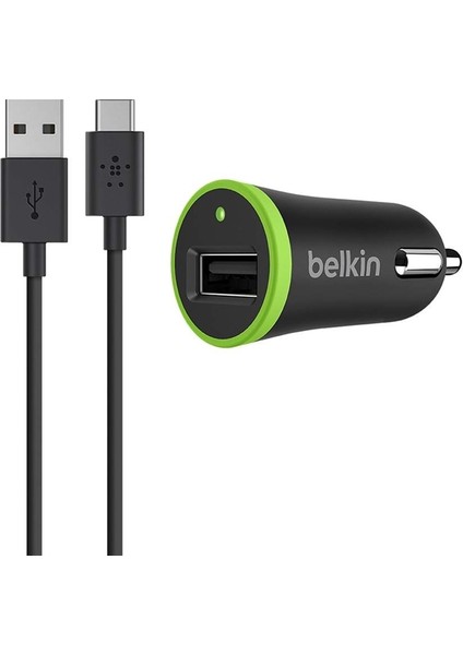 Type-C USB Araç Şarj Cihazı + USB-C Kablo Siyah
