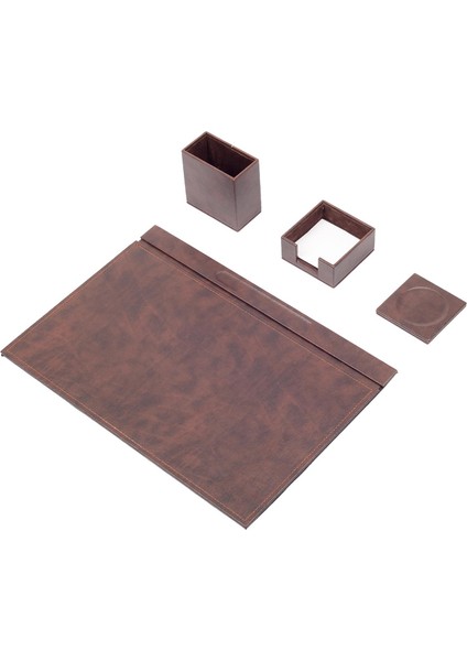 Deri Sümen Takımı Kahve 4 Parça