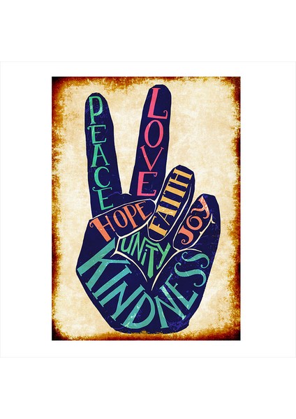 Ahşap Tablo Barış ve Aşk Zaferi