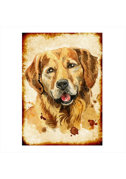 Ahşap Tablo Golden Retriever Köpek