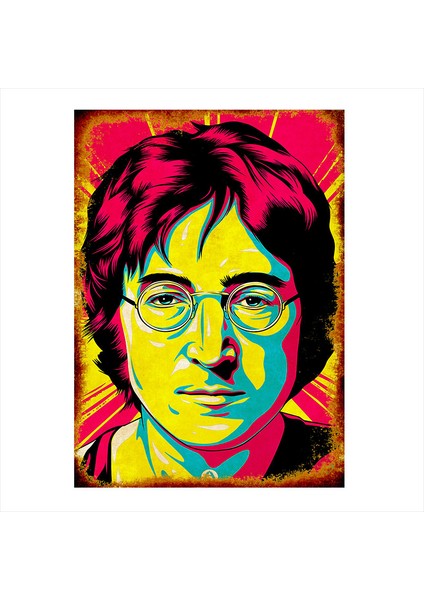 Ahşap Tablo John Lennon Renkli Yüz