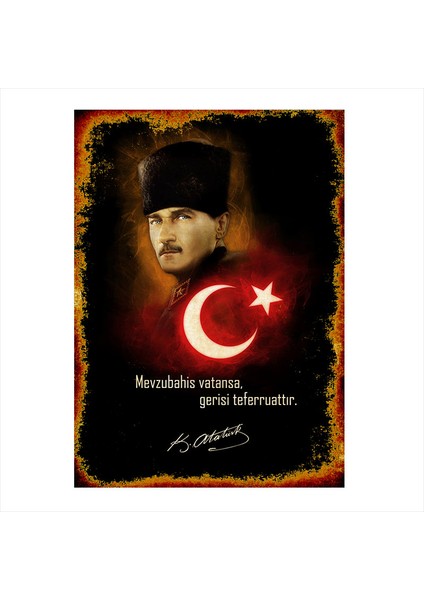 Ahşap Tablo Bayrak Atatürk Söz