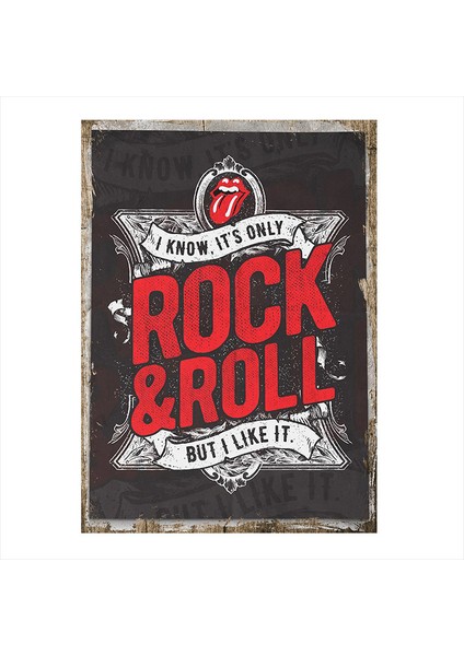 Ahşap Tablo Rock Roll Posteri