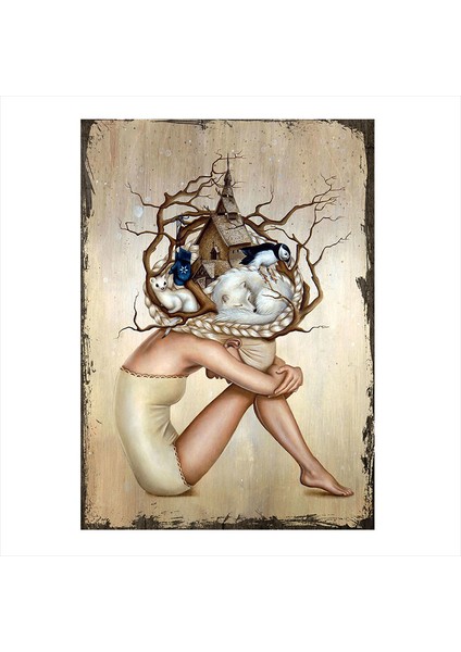 Ahşap Tablo Kafası karışık kız