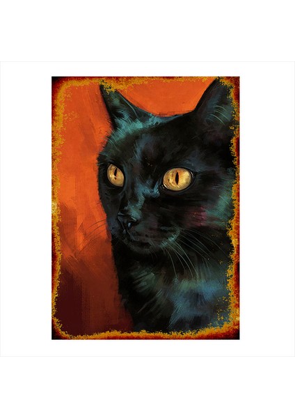 Ahşap Tablo Siyah kedi