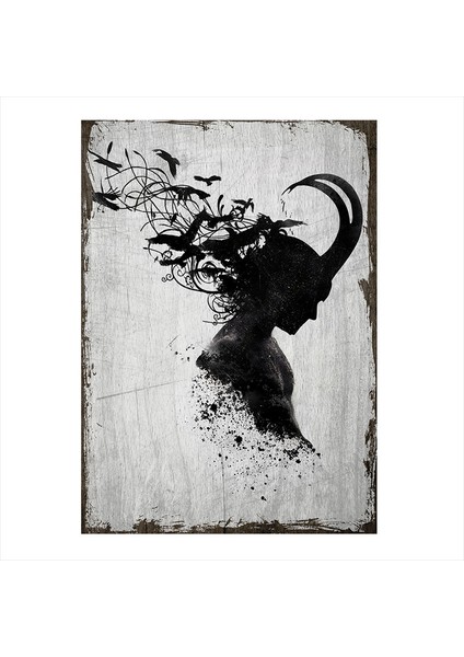 Ahşap Tablo Boynuzlu adam