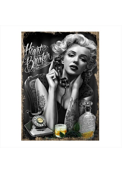 Ahşap Tablo Kalbi Kırık Marilyn Monroe