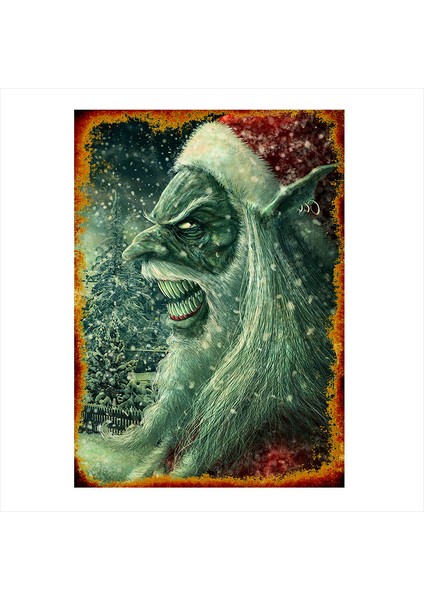 Ahşap Tablo Canavar Noel Baba
