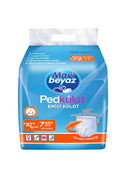 Mavi Beyaz Pedkülot Emici Külot Extra Large