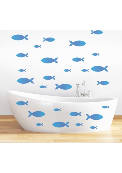Mavi Balıklar Duşakabin ve Banyo Sticker