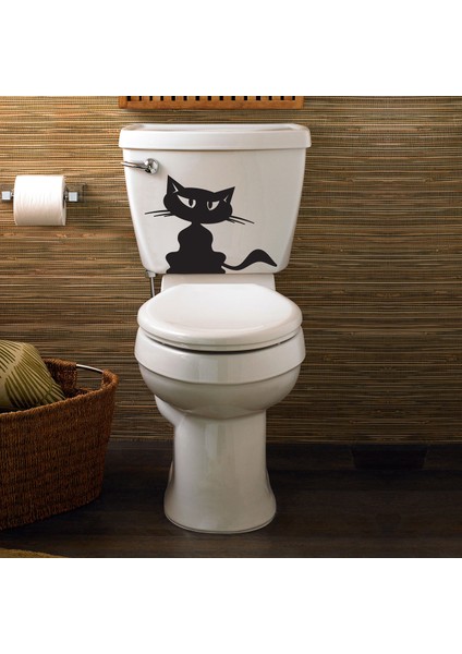 Kızgın Kedi Klozet Kapağı ve Banyo Sticker