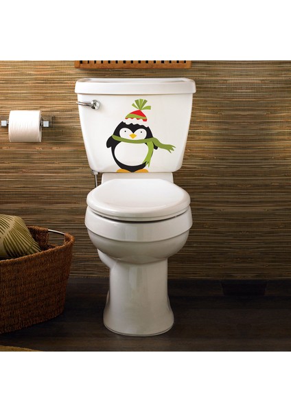 Sevimli Penguen Klozet Kapağı ve Banyo Sticker