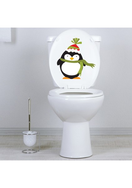 Sevimli Penguen Klozet Kapağı ve Banyo Sticker