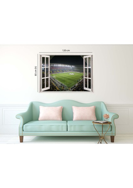 Pencereden İstanbul Sarı Lacivert Stadyum, Duvar Sticker, 3 Boyutlu Beyaz Pencere Sticker fiyatları