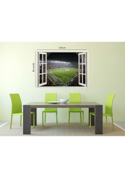 Pencereden İstanbul Sarı Lacivert Stadyum, Duvar Sticker, 3 Boyutlu Beyaz Pencere Sticker fırsatları
