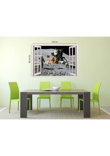 Pencereden Ay ve Astronot Duvar Sticker, 3 Boyutlu Beyaz Pencere Sticker fırsatları