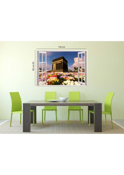 Pencereden Kabe, İslami, Duvar Sticker, 3 Boyutlu Beyaz Pencere Sticker fırsatları