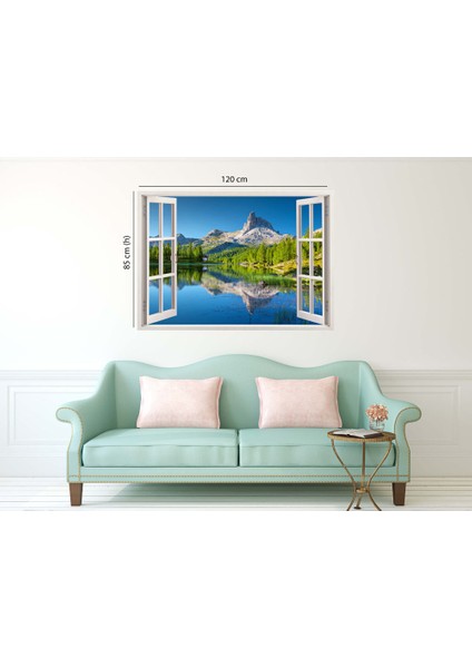 Pencereden Göl ve Manzara, Duvar Sticker, 3 Boyutlu Beyaz Pencere Sticker fiyatları